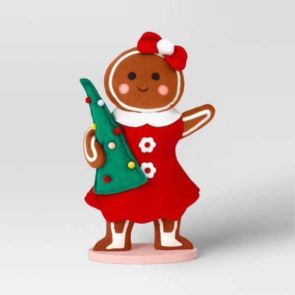 17" Fabric Gingerbread Woman Holding Christmas Tree - Target Wondershop 2023 - Picture 1 of 7